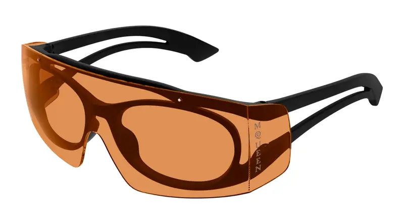 Alexander McQueen Unisex AM0489S 003 Occhiali da sole Bio-iniettato Nero Arancione Maschera