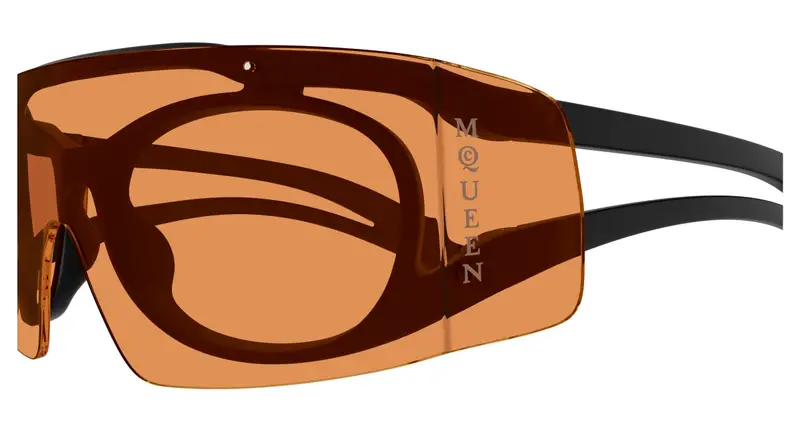 Alexander McQueen Unisex AM0489S 003 Occhiali da sole Bio-iniettato Nero Arancione Maschera miniatura 2