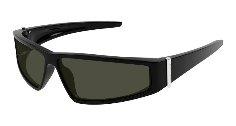 Alexander McQueen Unisex AM0490S 001 Occhiali da sole Bio-iniettato Nero Grigio Geometrica