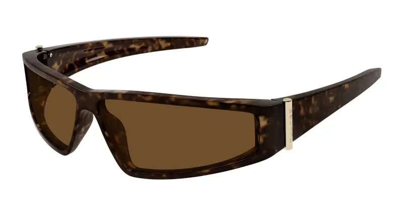 Alexander McQueen Unisex AM0490S 002 Occhiali da sole Bio-iniettato Havana Marrone Geometrica