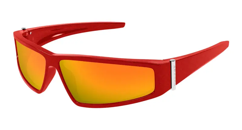 Alexander McQueen Unisex AM0490S 008 Occhiali da sole Bio-iniettato Rosso Arancione Geometrica