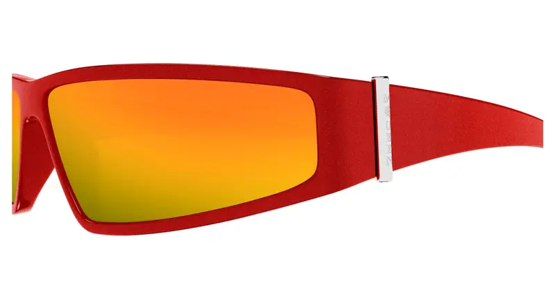 Alexander McQueen Unisex AM0490S 008 Occhiali da sole Bio-iniettato Rosso Arancione Geometrica miniatura 2