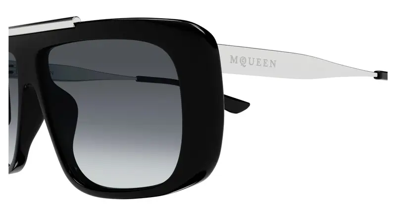 Alexander McQueen Unisex AM0492S 001 Occhiali da sole Acetato Nero Grigio Pilot miniatura 2