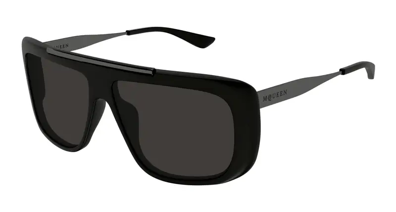 Alexander McQueen Unisex AM0492S 002 Occhiali da sole Acetato Nero Grigio Pilot