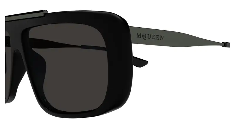 Alexander McQueen Unisex AM0492S 002 Occhiali da sole Acetato Nero Grigio Pilot miniatura 2