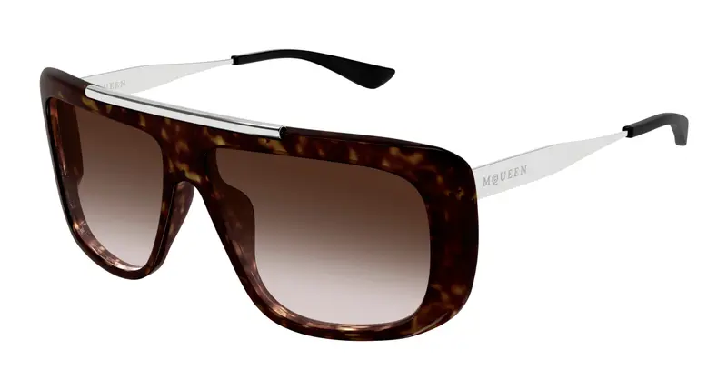 Alexander McQueen Unisex AM0492S 003 Occhiali da sole Acetato Havana Marrone Pilot