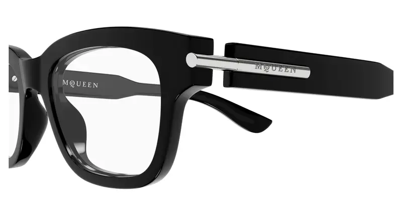 Alexander McQueen Unisex AM0497O 001 Montature da vista Acetato Nero Trasparente Squadrata miniatura 2
