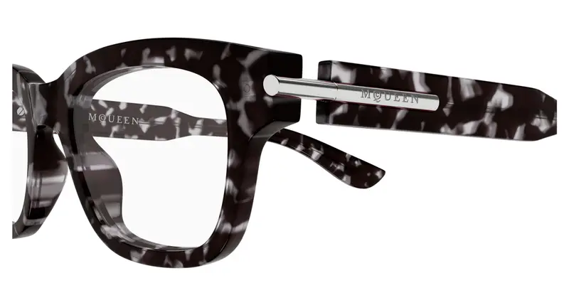 Alexander McQueen Unisex AM0497O 002 Montature da vista Acetato Havana Trasparente Squadrata miniatura 2