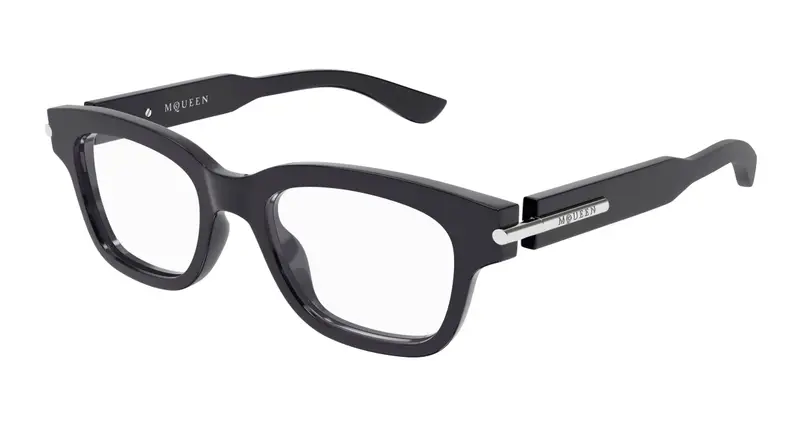 Alexander McQueen Unisex AM0497O 003 Montature da vista Acetato Grigio Trasparente Squadrata