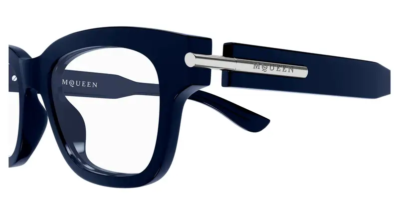 Alexander McQueen Unisex AM0497O 004 Montature da vista Acetato Blu Trasparente Squadrata miniatura 2