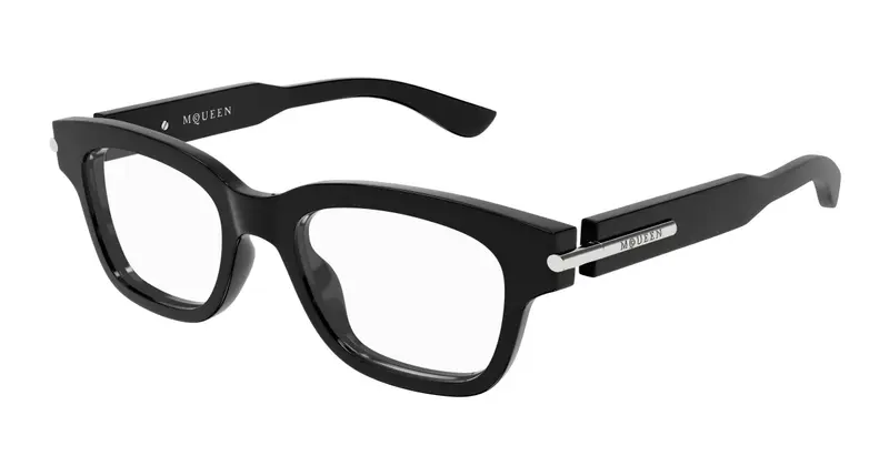 Alexander McQueen Unisex AM0497O 005 Montature da vista Acetato Nero Trasparente Squadrata