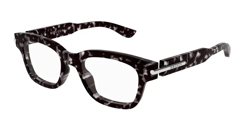 Alexander McQueen Unisex AM0497O 006 Montature da vista Acetato Havana Trasparente Squadrata