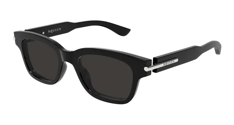 Alexander McQueen Unisex AM0497S 001 Occhiali da sole Acetato Nero Grigio Squadrata