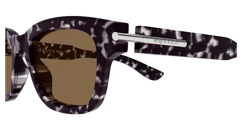 Alexander McQueen Unisex AM0497S 002 Occhiali da sole Acetato Havana Marrone Squadrata miniatura 2