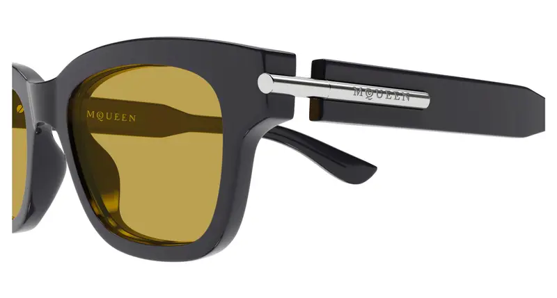 Alexander McQueen Unisex AM0497S 003 Occhiali da sole Acetato Grigio Giallo Squadrata miniatura 2