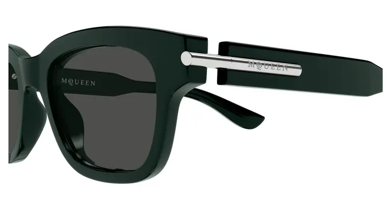 Alexander McQueen Unisex AM0497S 004 Occhiali da sole Acetato Verde Grigio Squadrata miniatura 2