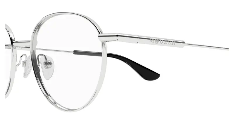 Alexander McQueen Unisex AM0502O 001 Montature da vista Metallo Argento Trasparente Rotonda miniatura 2