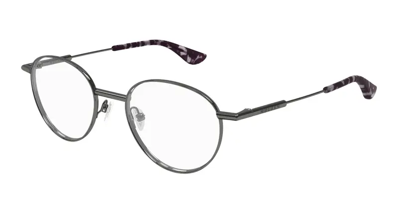 Alexander McQueen Unisex AM0502O 003 Montature da vista Metallo Rutenio Trasparente Rotonda