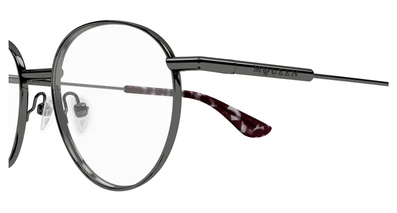 Alexander McQueen Unisex AM0502O 003 Montature da vista Metallo Rutenio Trasparente Rotonda miniatura 2