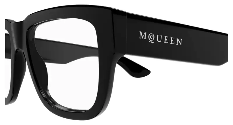 Alexander McQueen Unisex AM0510O 001 Montature da vista Acetato Nero Trasparente Squadrata miniatura 2
