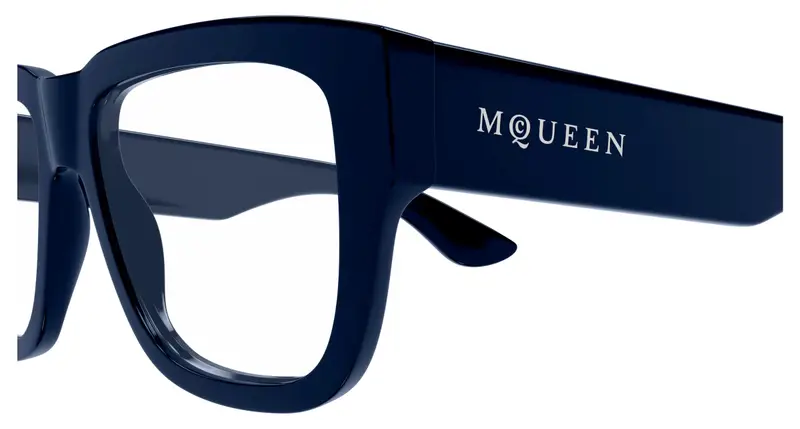 Alexander McQueen Unisex AM0510O 003 Montature da vista Acetato Blu Trasparente Squadrata miniatura 2