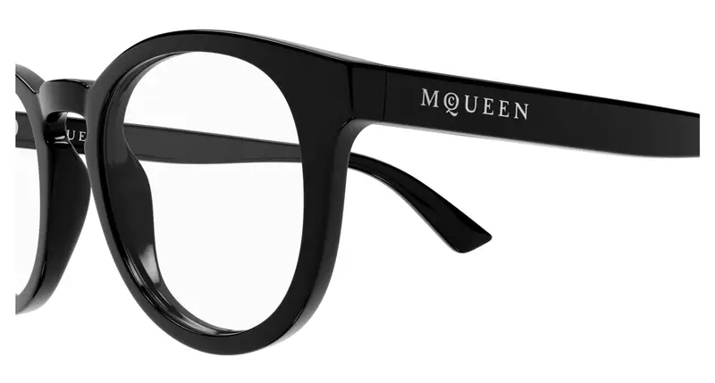 Alexander McQueen Unisex AM0514O 001 Montature da vista Acetato Nero Trasparente Rotonda miniatura 2