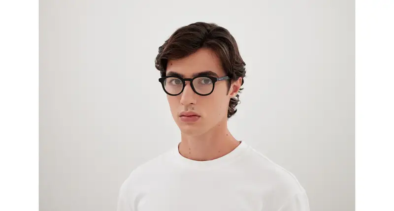 Alexander McQueen Unisex AM0514O 001 Montature da vista Acetato Nero Trasparente Rotonda miniatura 3