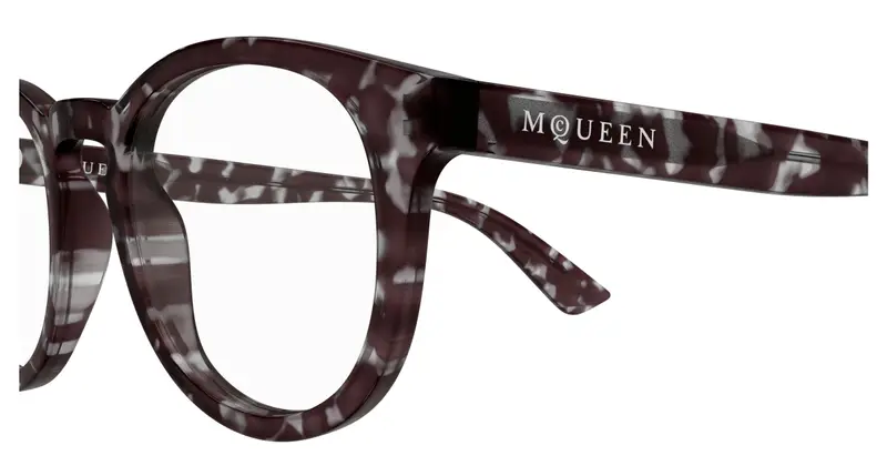 Alexander McQueen Unisex AM0514O 002 Montature da vista Acetato Havana Trasparente Rotonda miniatura 2