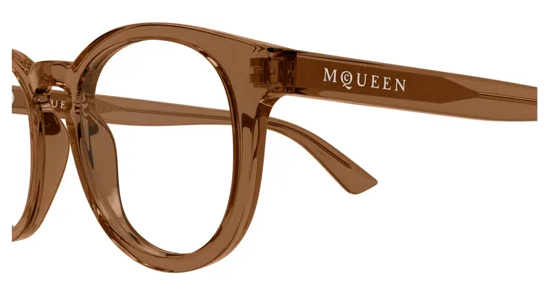 Alexander McQueen Unisex AM0514O 004 Montature da vista Acetato Marrone Trasparente Rotonda miniatura 2