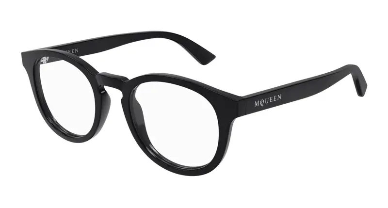 Alexander McQueen Unisex AM0514O 005 Montature da vista Acetato Grigio Trasparente Rotonda