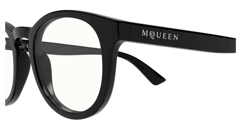 Alexander McQueen Unisex AM0514O 005 Montature da vista Acetato Grigio Trasparente Rotonda miniatura 2
