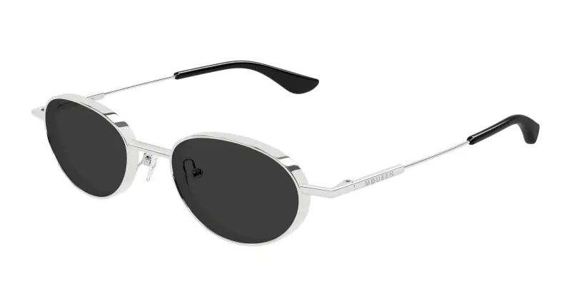 Unisex AM0523S 001 Occhiali da sole Acetato Argento Grigio Rotonda