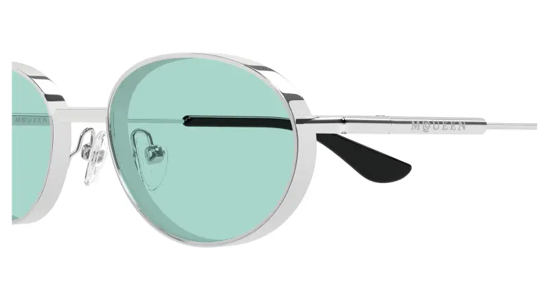 Unisex AM0523S 003 Occhiali da sole Acetato Argento Verde Rotonda miniatura 3
