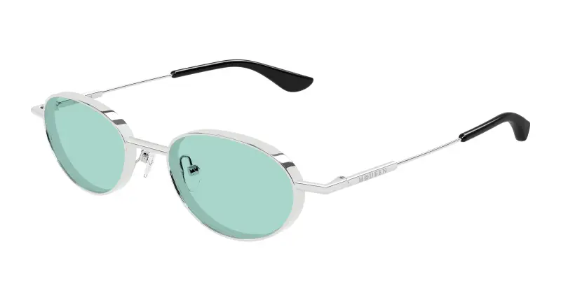 Unisex AM0523S 003 Occhiali da sole Acetato Argento Verde Rotonda