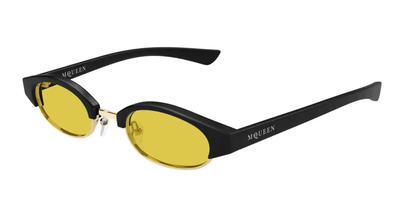 Unisex AM0534S 003 Occhiali da sole Acetato Nero Giallo Rotonda