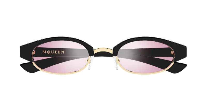Unisex AM0534S 005 Occhiali da sole Acetato Nero Rosa Rotonda miniatura 2
