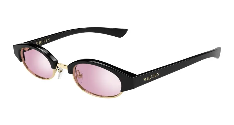 Unisex AM0534S 005 Occhiali da sole Acetato Nero Rosa Rotonda