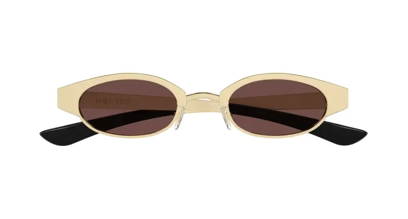 Unisex AM0545S 002 Occhiali da sole Acetato Oro Marrone Rotonda miniatura 2