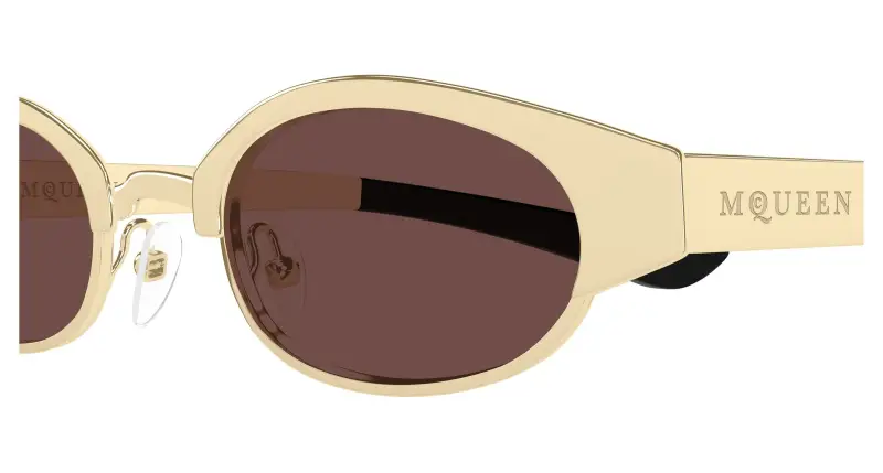 Unisex AM0545S 002 Occhiali da sole Acetato Oro Marrone Rotonda miniatura 3