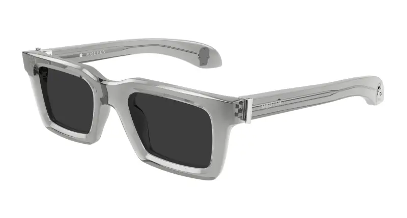 Uomo Alexander McQueen AM0506S 006 Occhiali da sole Acetato Grigio Grigio Squadrata
