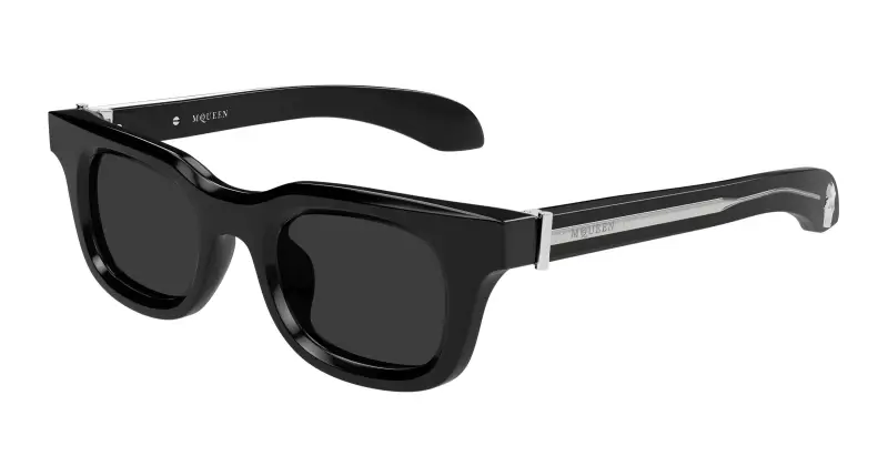 Uomo Alexander McQueen AM0547S 001 Occhiali da sole Acetato Nero Grigio Squadrata