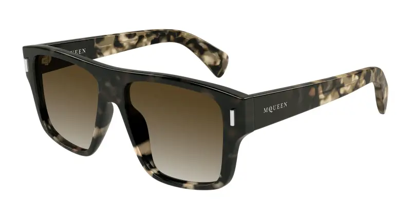 Uomo Alexander McQueen AM0550S 002 Occhiali da sole Acetato Havana Marrone Squadrata
