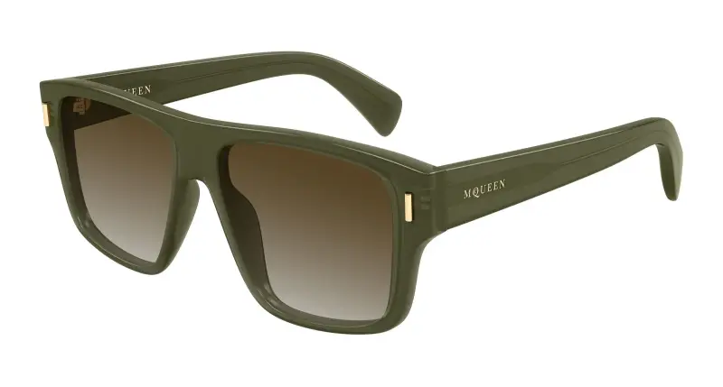 Uomo Alexander McQueen AM0550S 003 Occhiali da sole Acetato Verde Marrone Squadrata