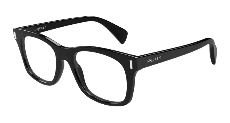 Uomo Alexander McQueen AM0551O 001 Montature da vista Acetato Nero Trasparente Squadrata