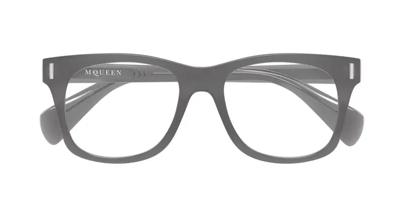 Uomo Alexander McQueen AM0551O 003 Montature da vista Acetato Grigio Trasparente Squadrata miniatura 2