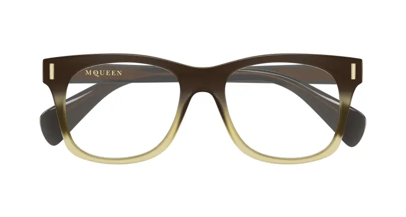 Uomo Alexander McQueen AM0551O 004 Montature da vista Acetato Marrone Trasparente Squadrata miniatura 2