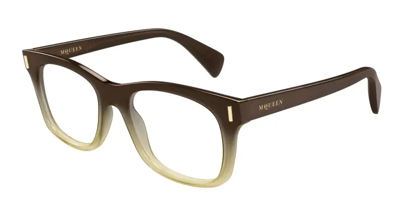 Uomo Alexander McQueen AM0551O 004 Montature da vista Acetato Marrone Trasparente Squadrata