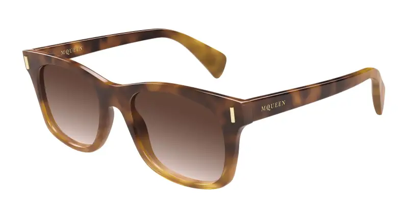 Uomo Alexander McQueen AM0551S 002 Occhiali da sole Acetato Havana Marrone Squadrata