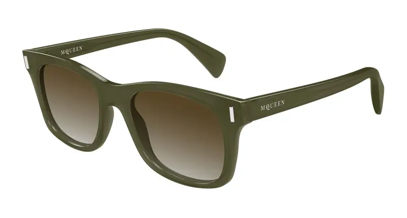Uomo Alexander McQueen AM0551S 003 Occhiali da sole Acetato Verde Marrone Squadrata