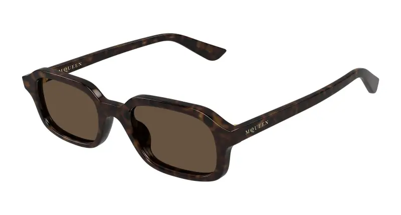 Uomo Alexander McQueen AM0558S 002 Occhiali da sole Acetato Havana Marrone Squadrata